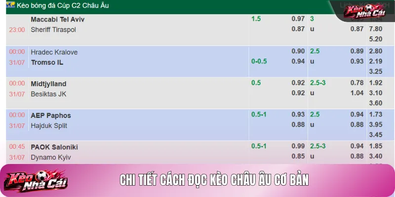 Chi tiết cách đọc kèo châu Âu cơ bản